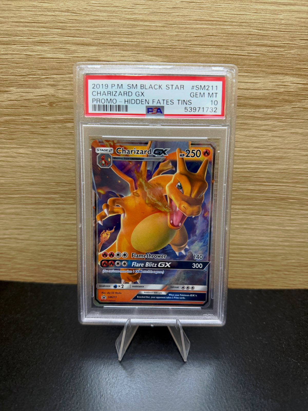 Charizard GX SM211 Hidden Fates promo in PSA 10 slab